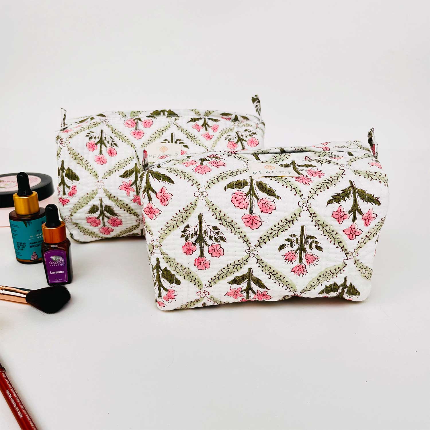 Multi Utility Travel kit Floral Jaal Print (Set of two)