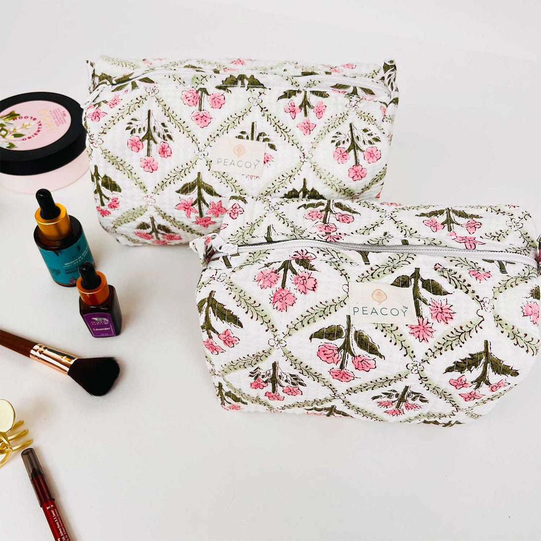 Multi Utility Travel kit Floral Jaal Print (Set of two)