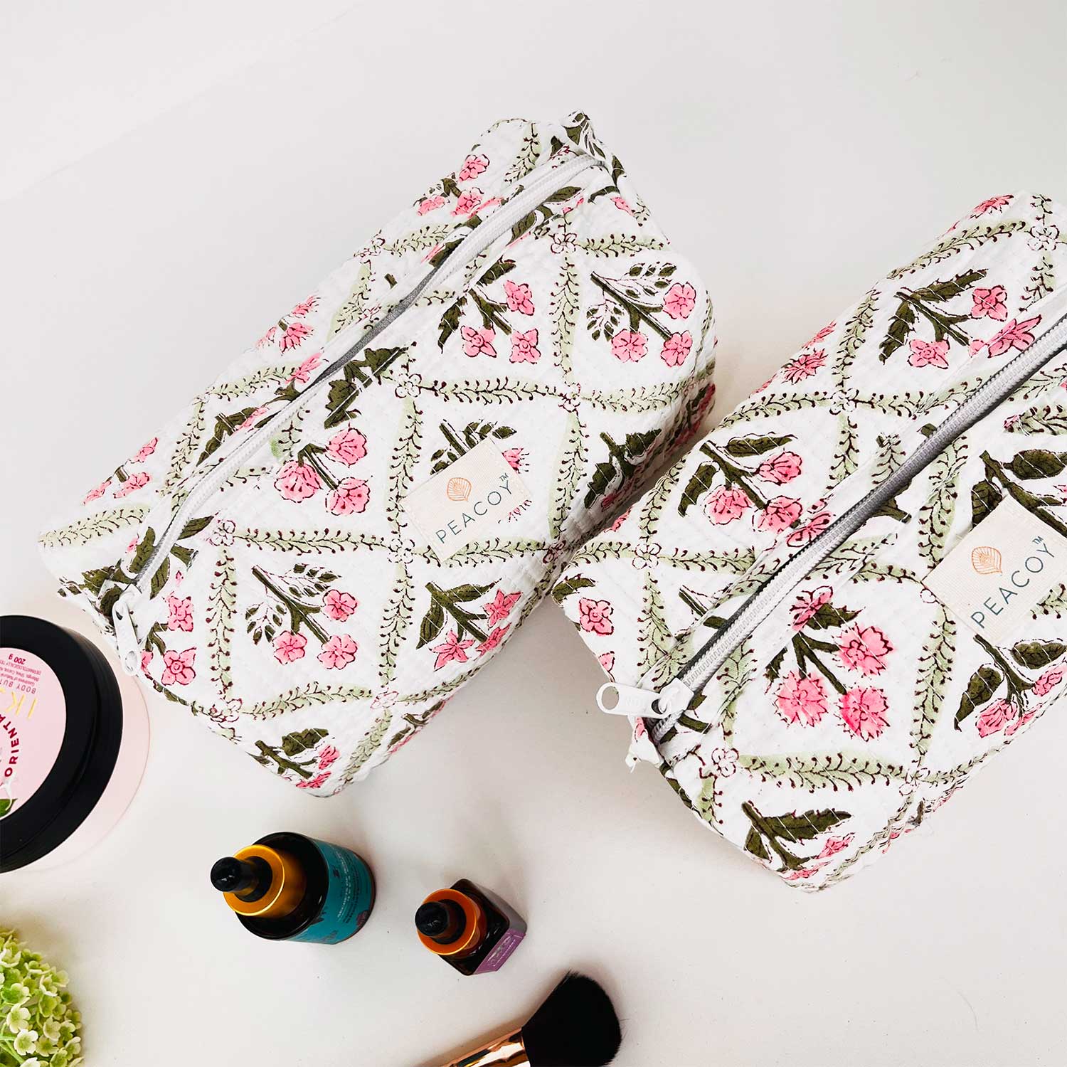 Multi Utility Travel kit Floral Jaal Print (Set of two)