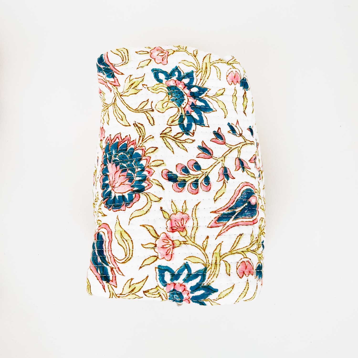 Multi Utility Travel kits Dark Blue & Pink Flower Printed Pouch (Set of two)