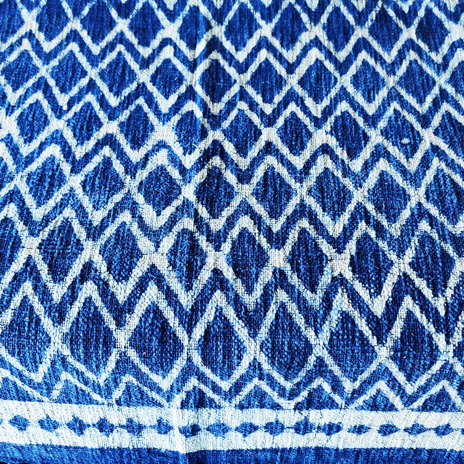 Blue Love Block Printed 100 % Cotton Throw - 60 inches x 48 inches