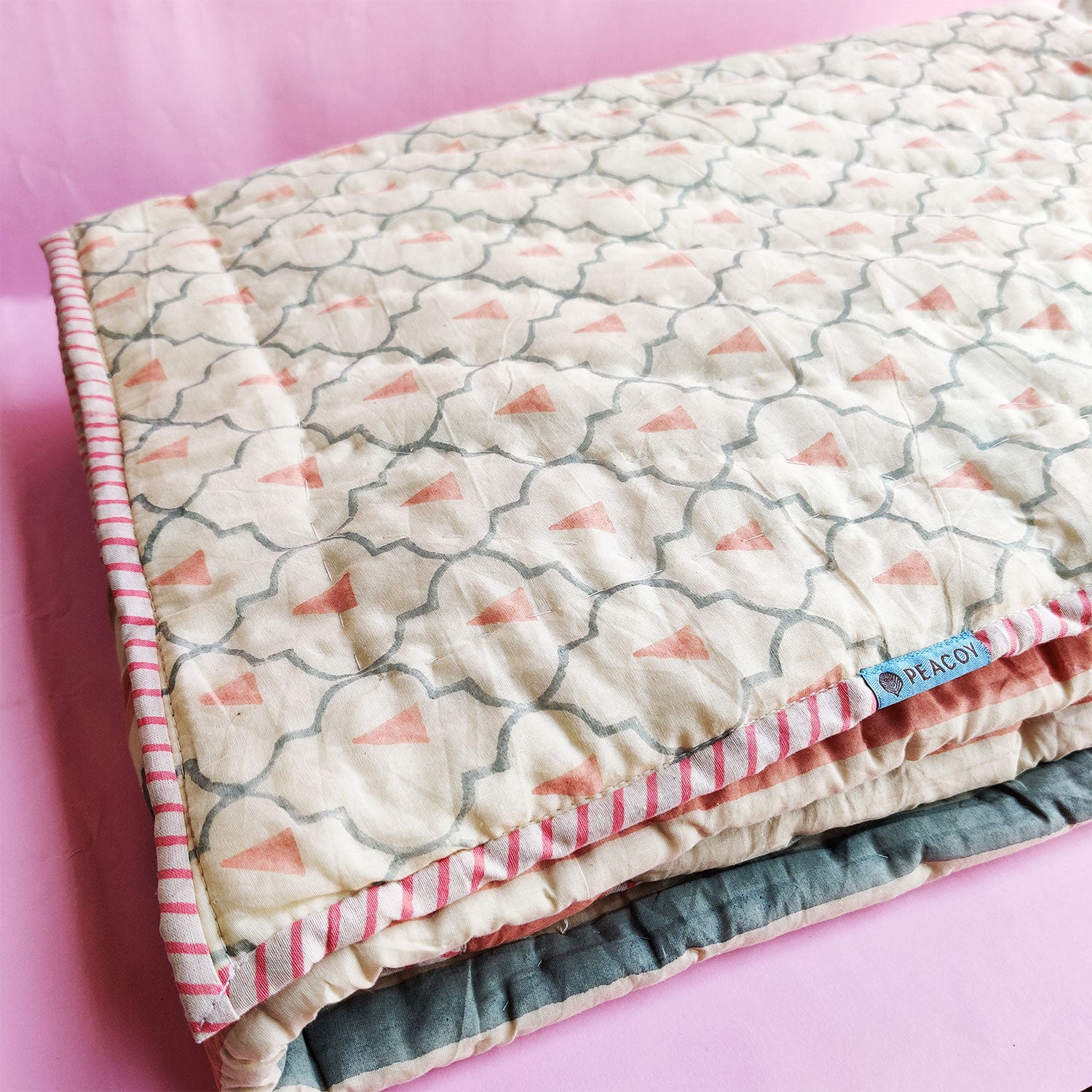 Reversible Dreamy Stripes Multicolour Soft Quilt - 90 inches x 60 inches