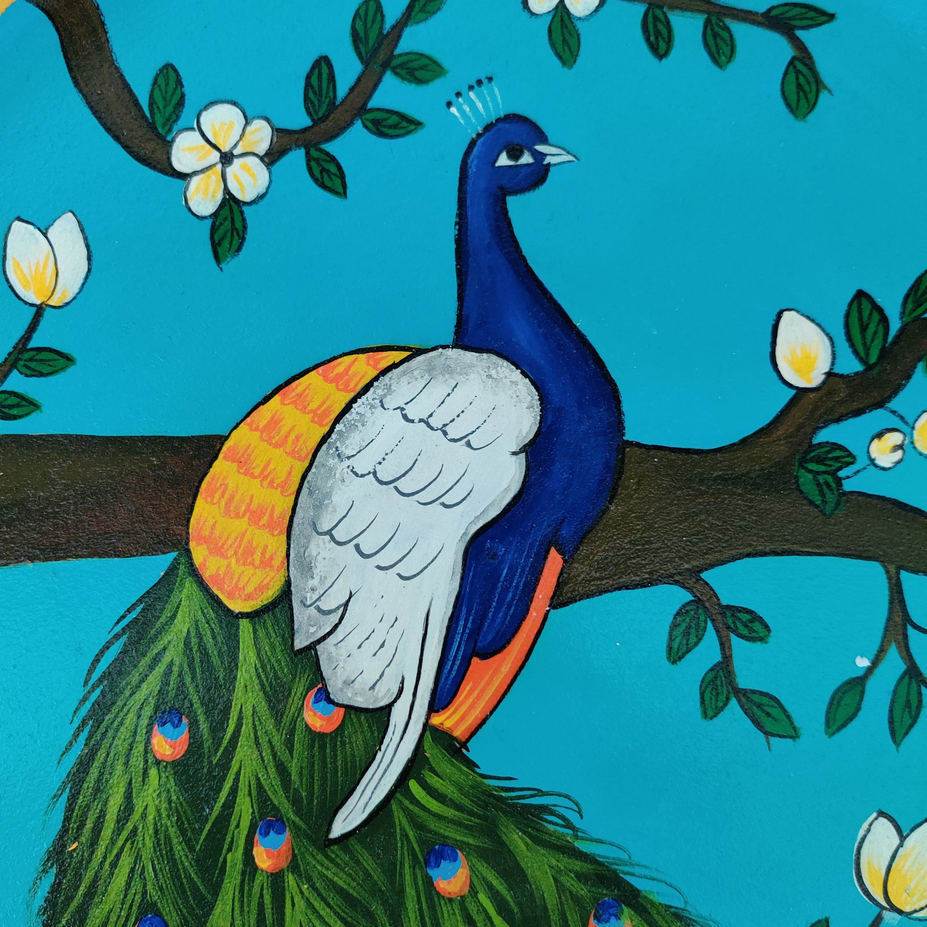 Indian Peacock Hand-Painted Wall Plate (Diameter - 12 inches)