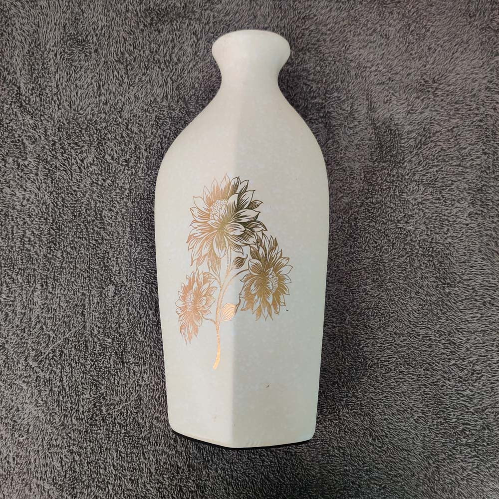 Golden Wildflower Ivory Colored Ceramic Vase - 11 inches x 6 inches