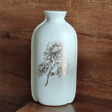Artistic Wildflower Ivory Colored Ceramic Vase - 10 inches x 6 inches