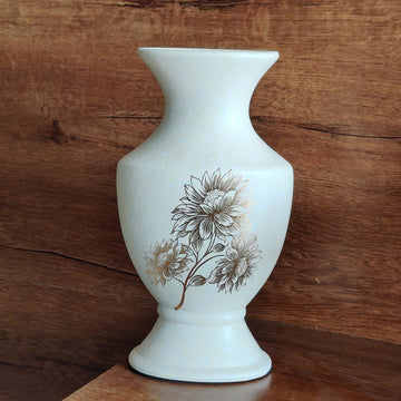 Artistic Wildflower Ivory Colored Ceramic Vase - 10 inches x 6 inches