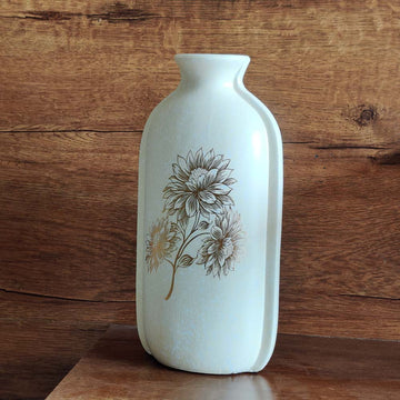 Artistic Wildflower Ivory Colored Ceramic Vase - 10 inches x 6 inches