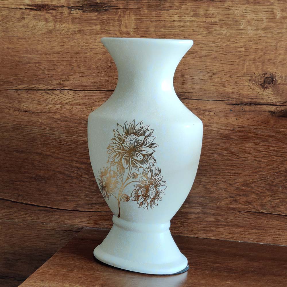 Artistic Wildflower Ivory Colored Ceramic Vase - 10 inches x 6 inches