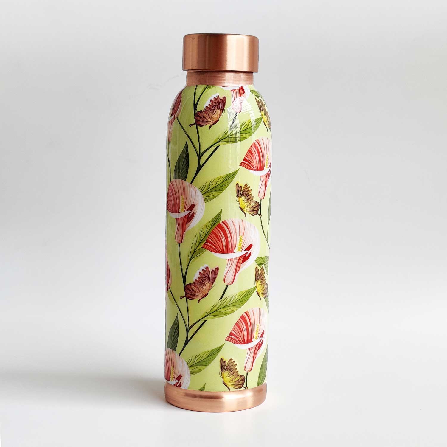 Nature Green & pink 100% Pure Copper Bottle - 1000 ml