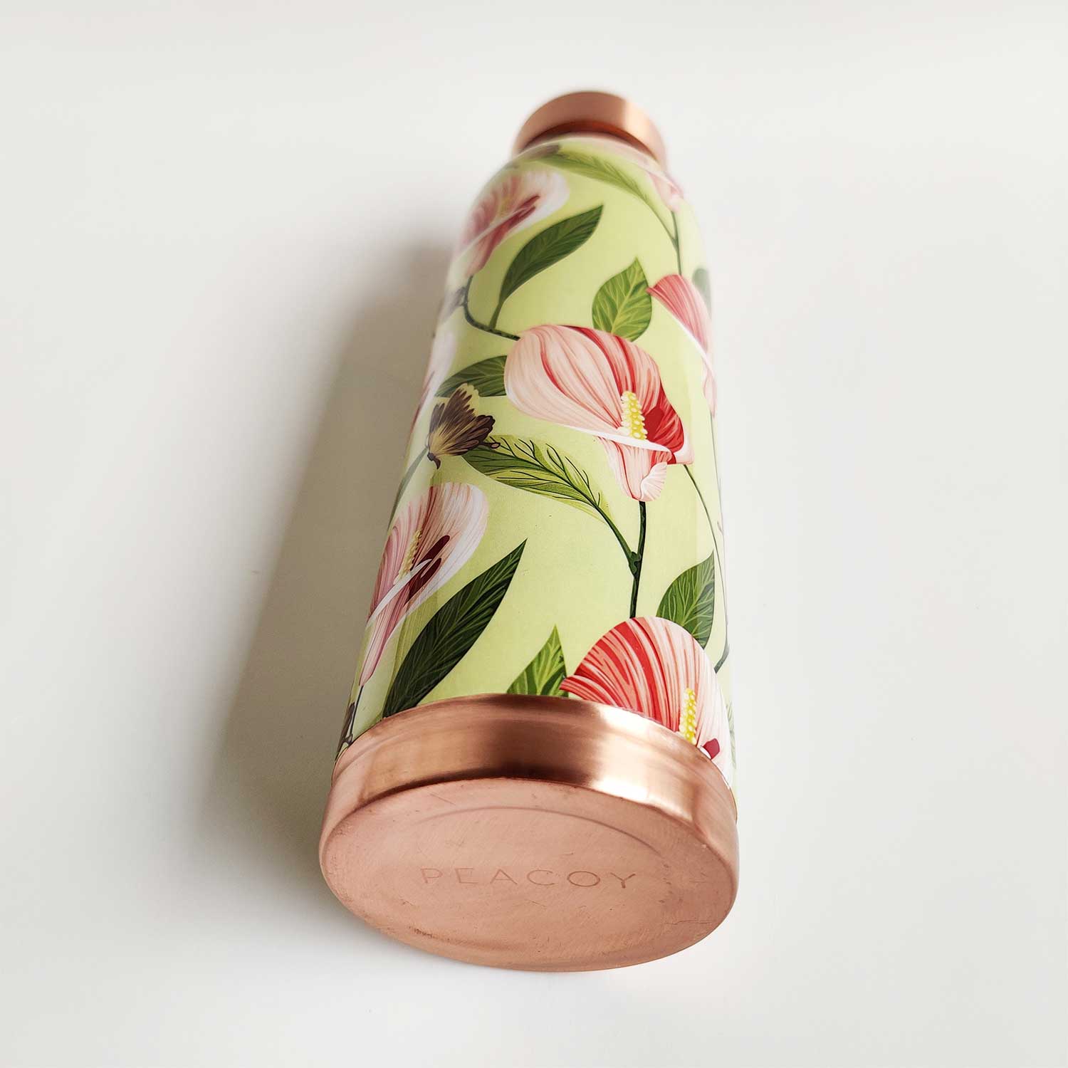 Nature Green & pink 100% Pure Copper Bottle - 1000 ml