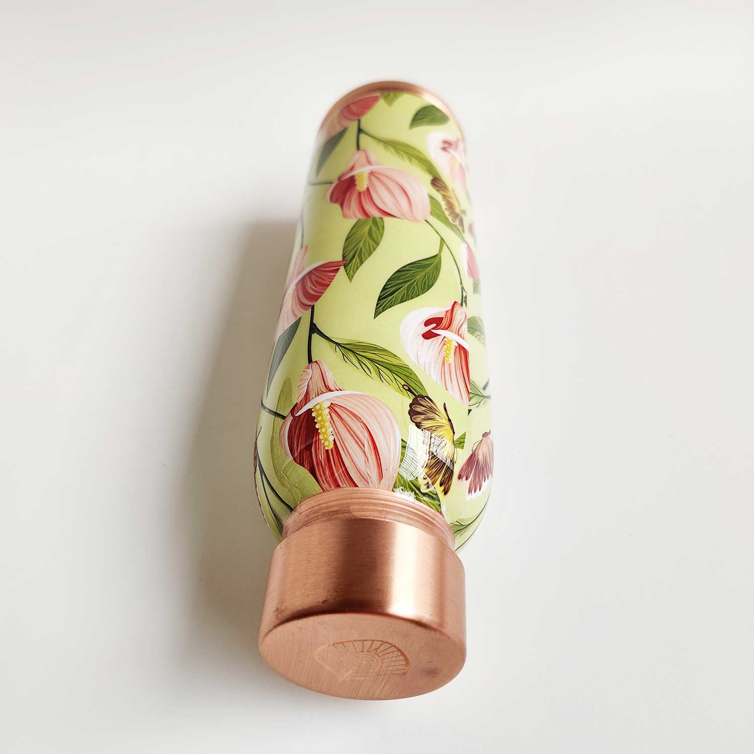 Nature Green & pink 100% Pure Copper Bottle - 1000 ml