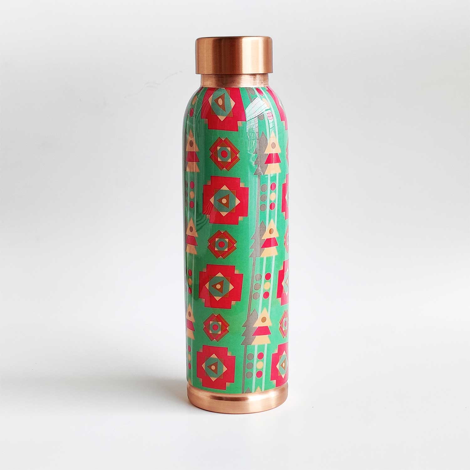 Nature Green & Pink 100% Pure Copper Bottle - 1000 ml
