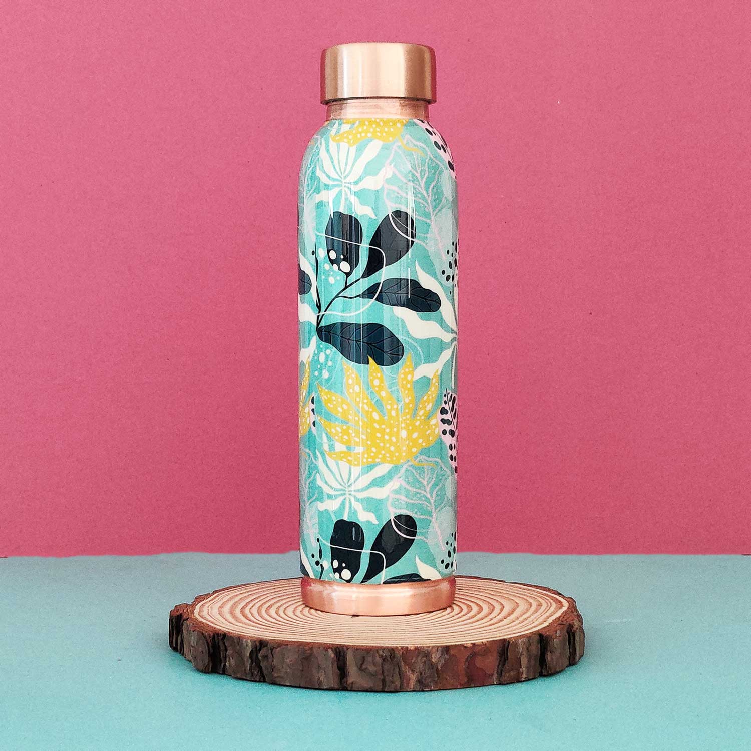 Blue Leaves 100% Pure Copper Bottle - 1000 ml