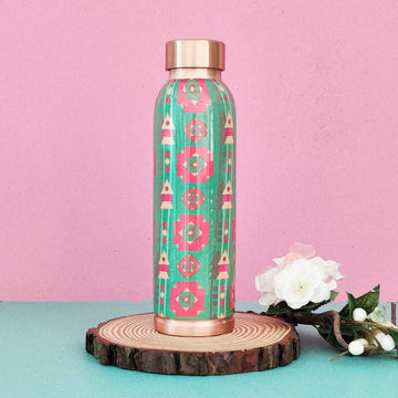 Nature Green & Pink 100% Pure Copper Bottle - 1000 ml