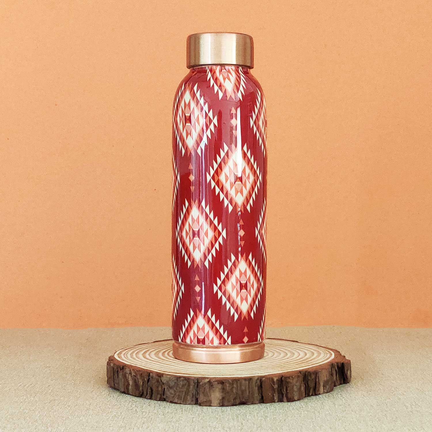 Red Ikat 100 % Pure Copper Bottle - 1000 ml