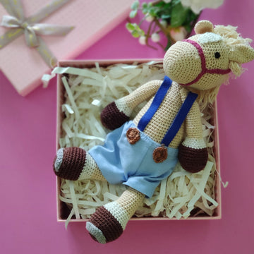Mr. Horsie Soft Crochet Toy Gift Hamper - 12 x 5 inches | Peacoy