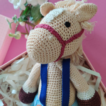Mr. Horsie Soft Crochet Toy Gift Hamper - 12 x 5 inches | Peacoy