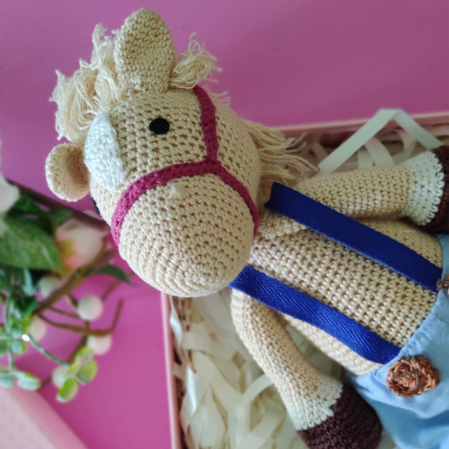 Mr. Horsie Soft Crochet Toy Gift Hamper - 12 x 5 inches | Peacoy