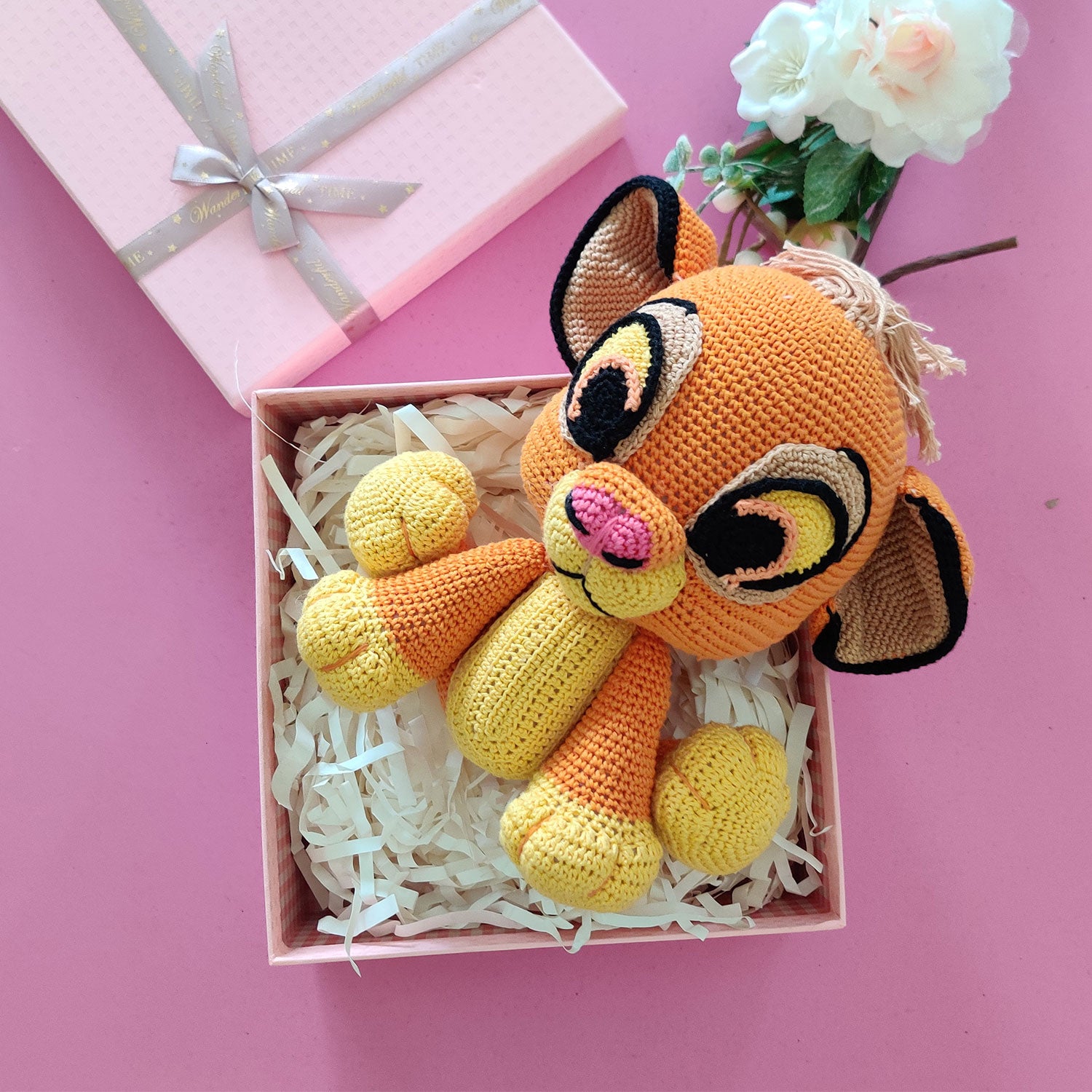 Simba Lion Soft Crochet Toy  Gift Hamper- 11 X 6 inches | Peacoy