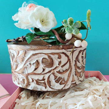 Copy of Mango Wood Carved Serving Bowl with Server Set