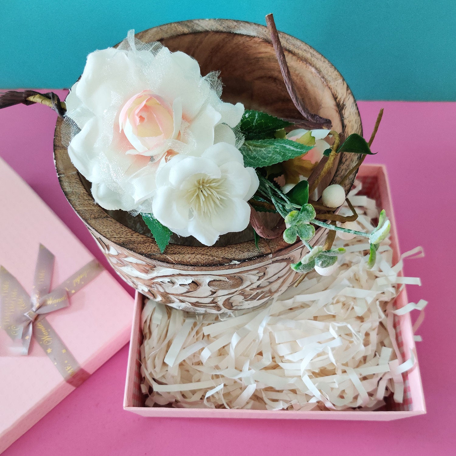 Copy of Mango Wood Carved Serving Bowl with Server Set