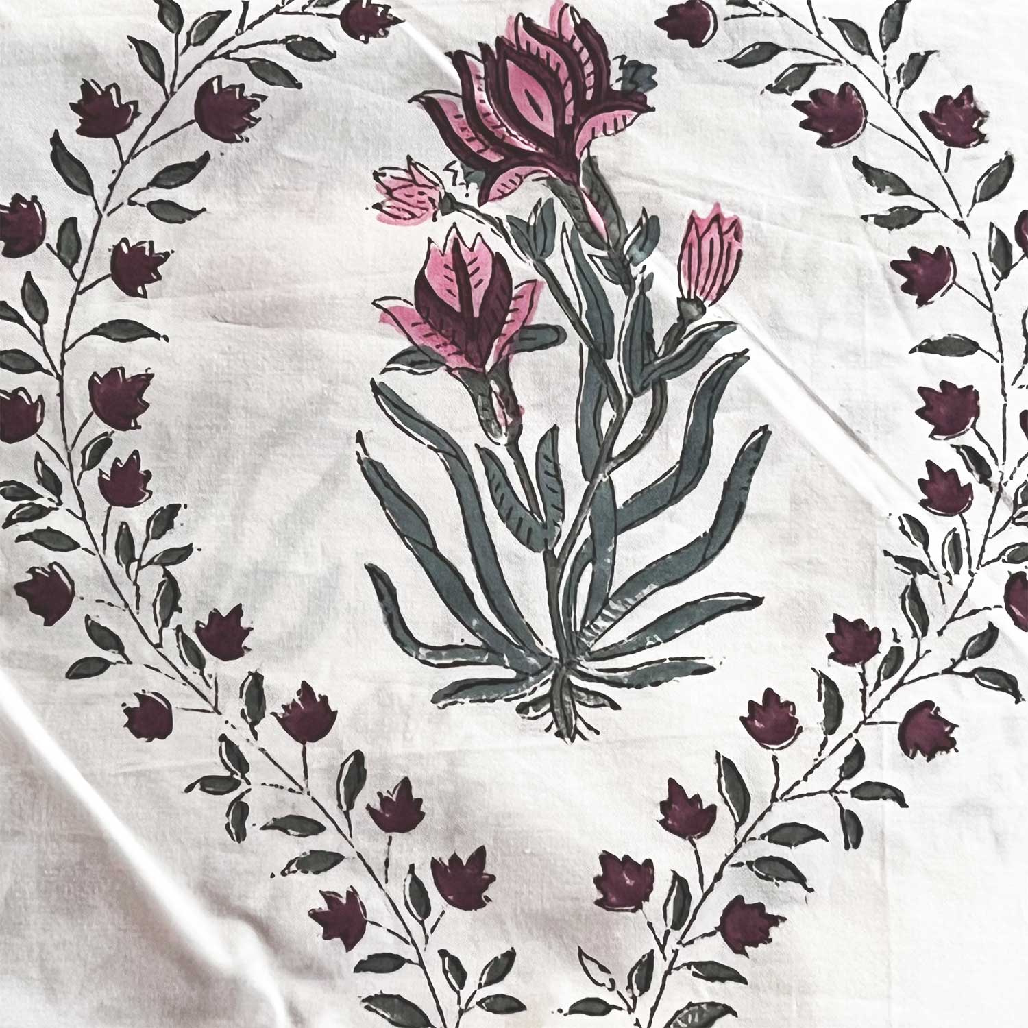 White Block Printed 210 Thread Count Cotton Double Bedsheet Set With 2 Pillow Covers - 108 inches x 108 inches