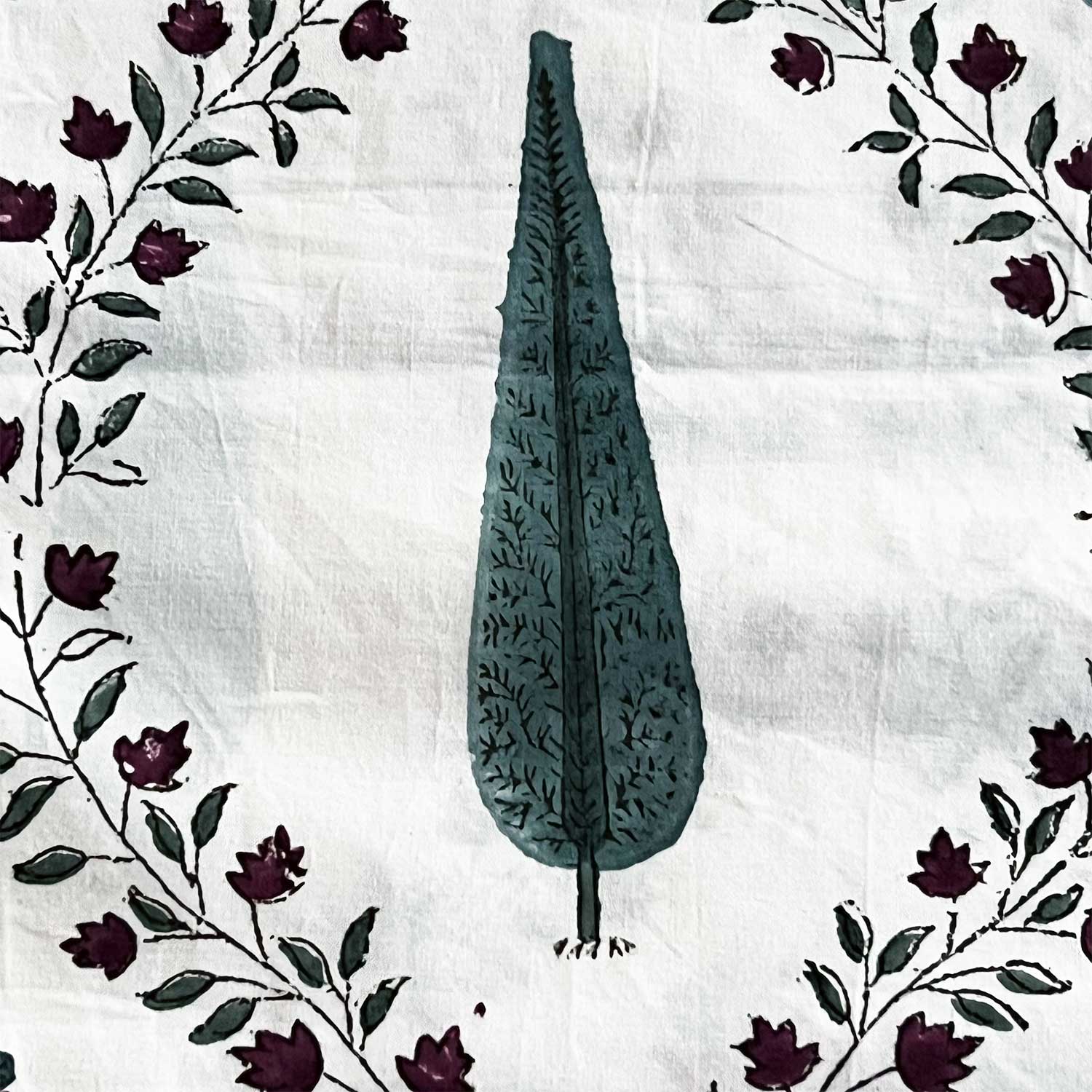 White Block Printed 210 Thread Count Cotton Double Bedsheet Set With 2 Pillow Covers - 108 inches x 108 inches