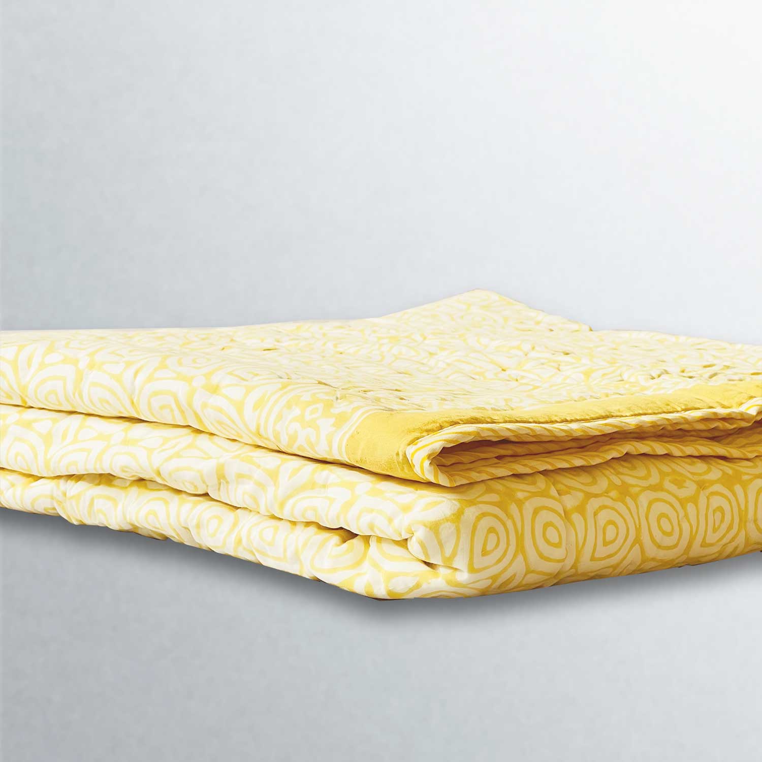 Elegant Yellow Soft Cotton Printed Quilt - 60 inches x 90 inches