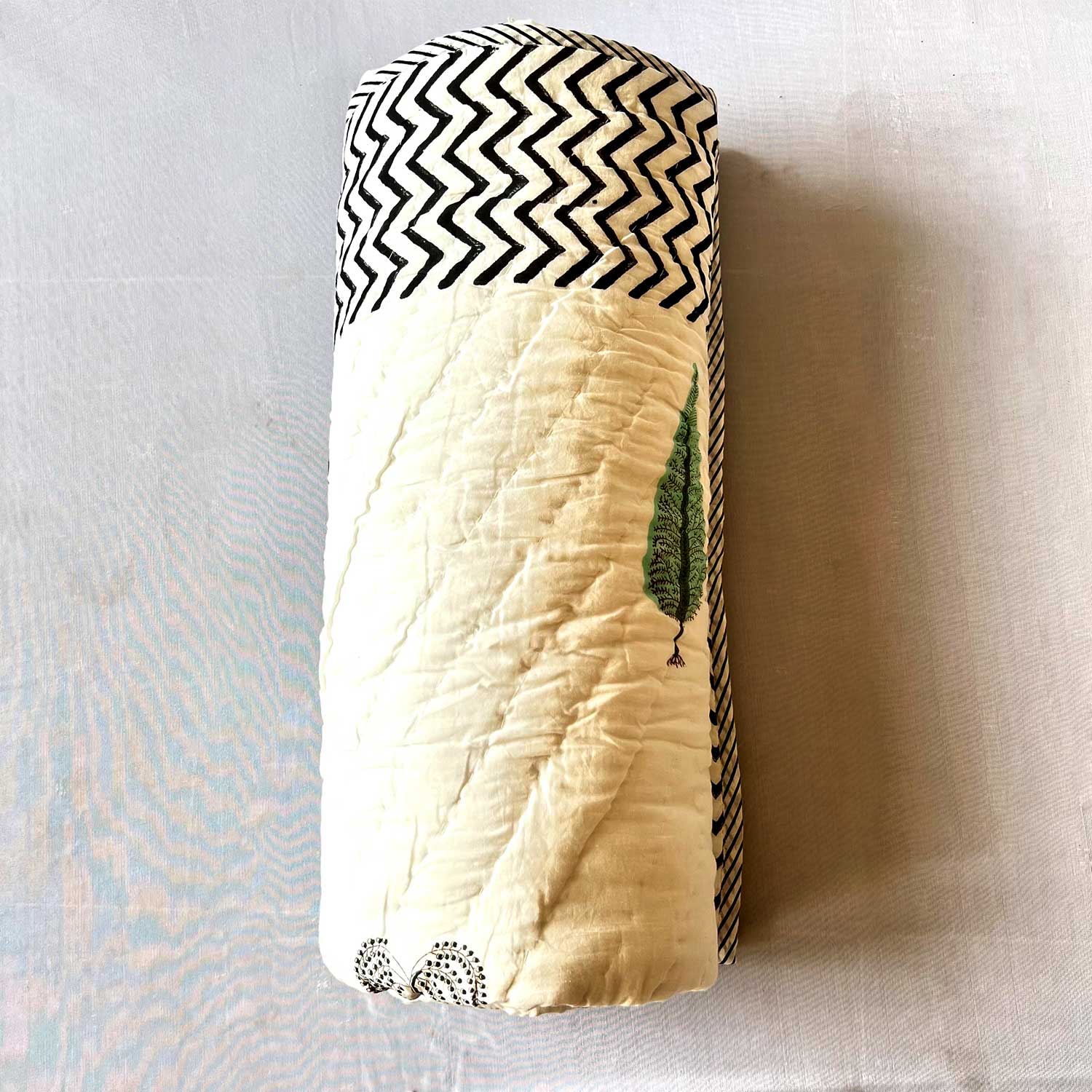 White with Black Border Soft Cotton Floral Printed Quilt - 60 inches x 90 inches