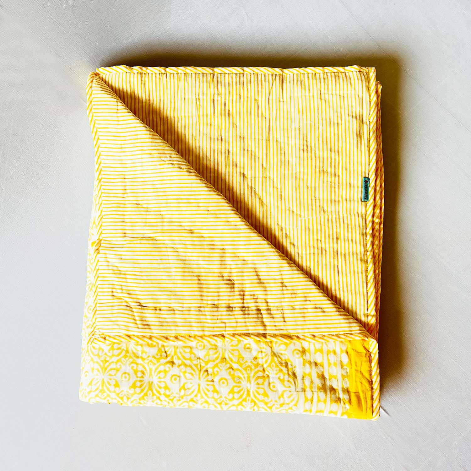 Elegant Yellow Soft Cotton Printed Quilt - 60 inches x 90 inches