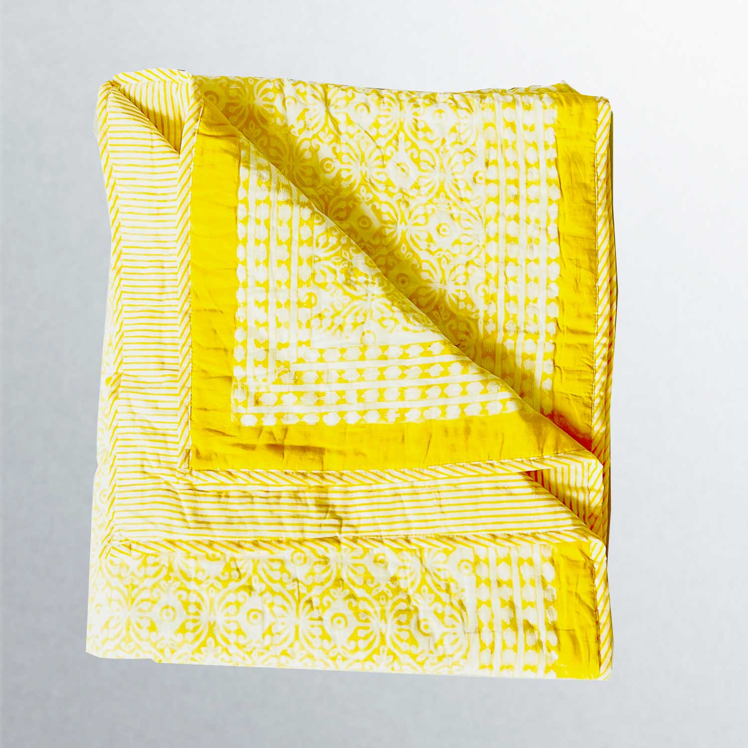 Elegant Yellow Soft Cotton Printed Quilt - 60 inches x 90 inches