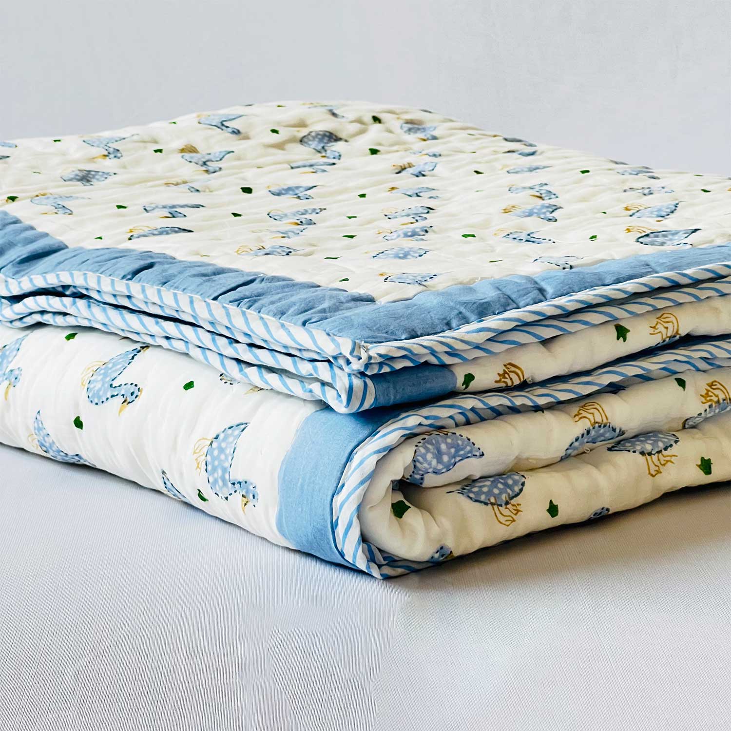 Blue & White Soft Cotton Printed Quilt - 40 inches x 60 inches