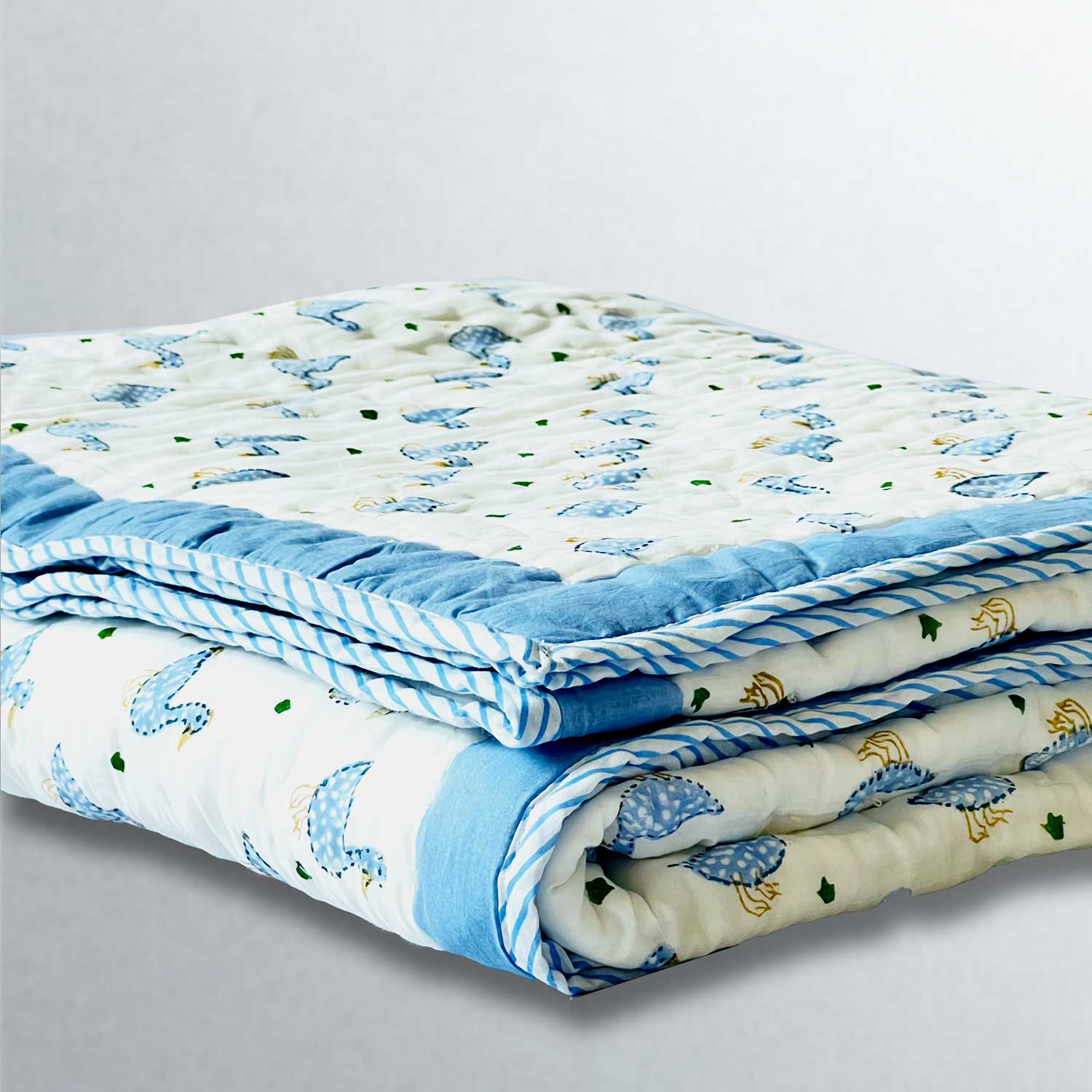 Blue & White Soft Cotton Printed Quilt - 40 inches x 60 inches
