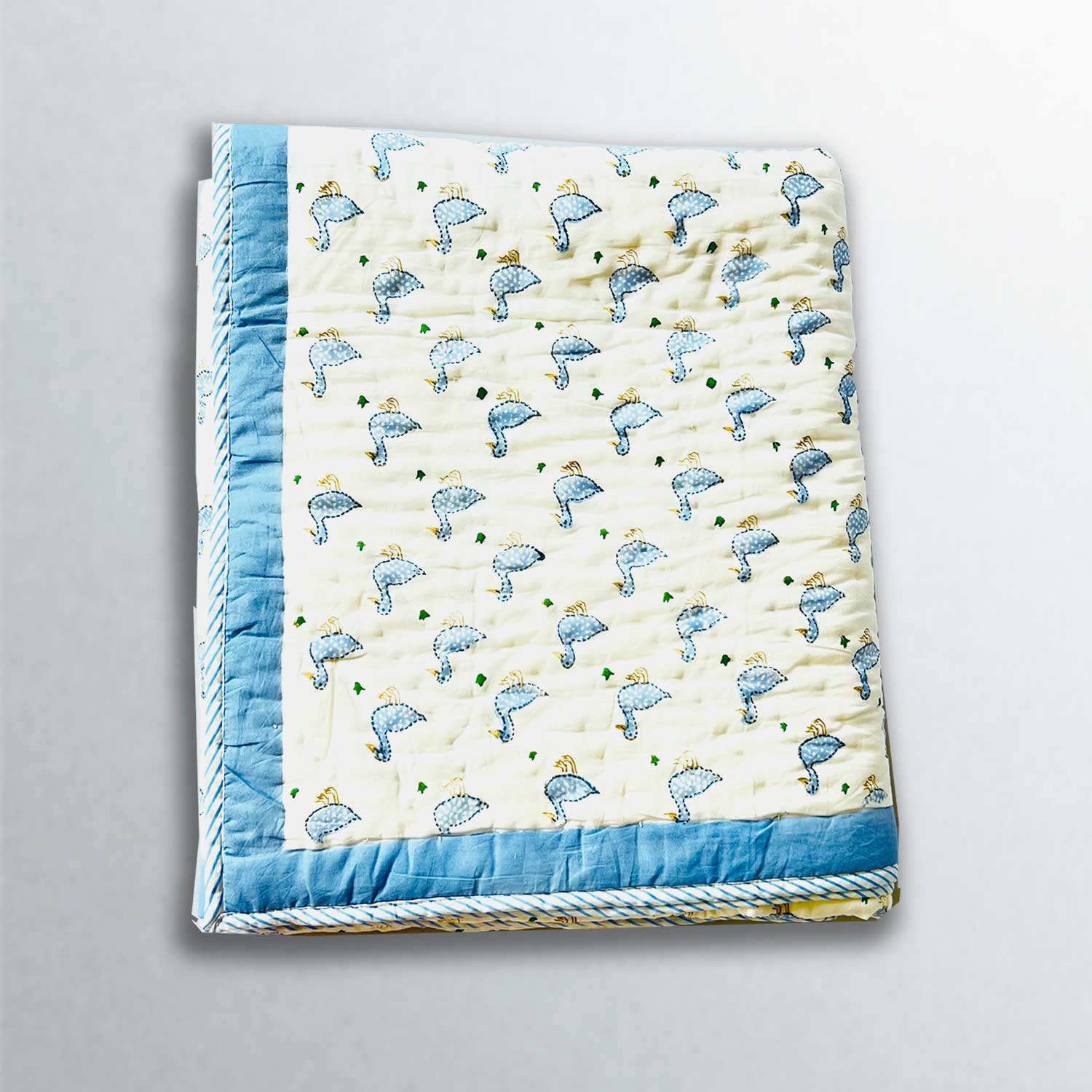 Blue & White Soft Cotton Printed Quilt - 40 inches x 60 inches