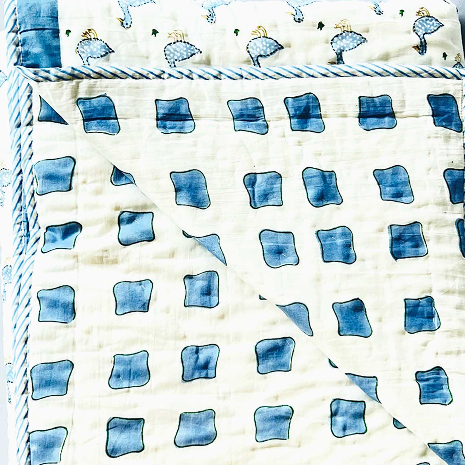 Blue & White Soft Cotton Printed Quilt - 40 inches x 60 inches