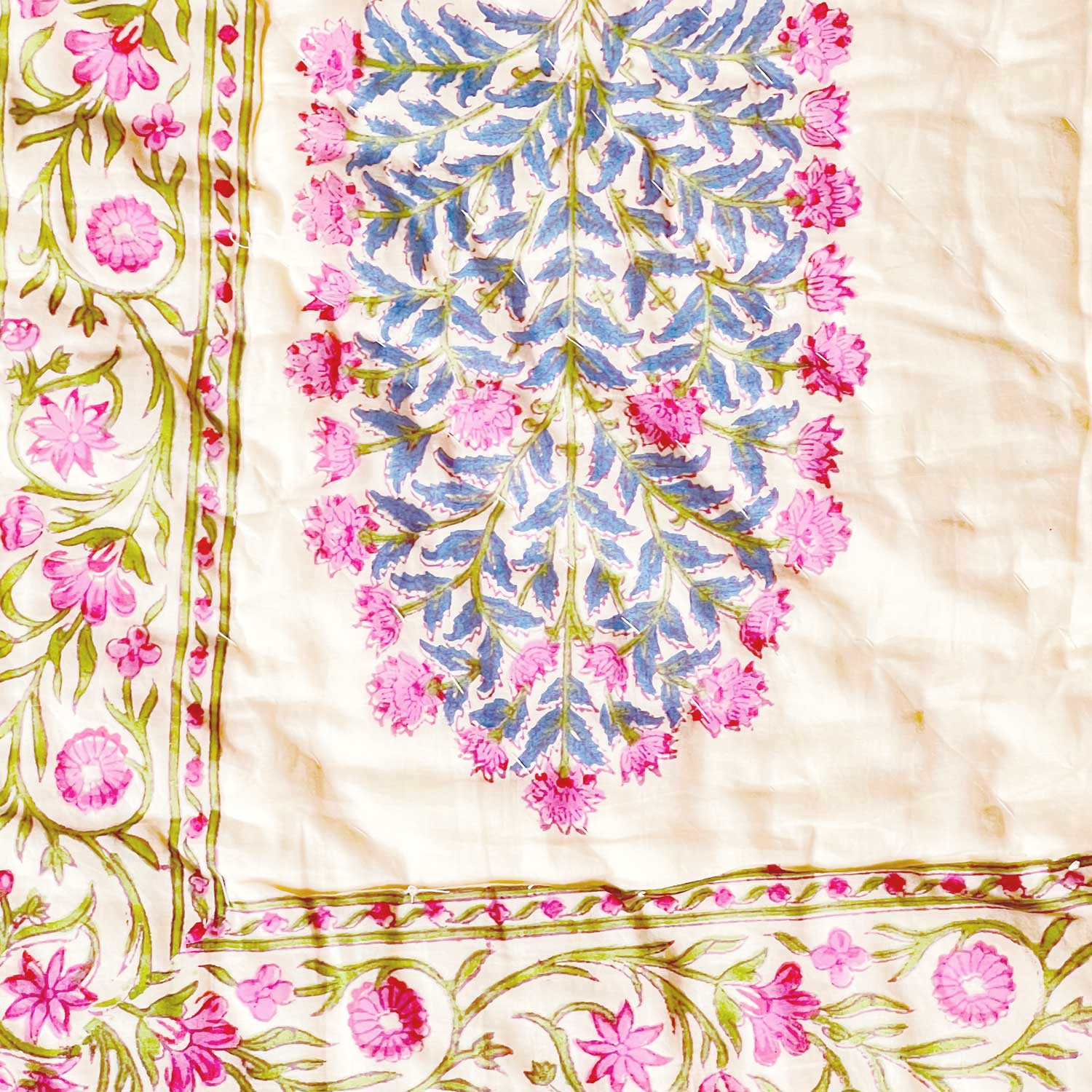 Yellow Soft Cotton Floral Printed Quilt - 90 inches x 100 inches