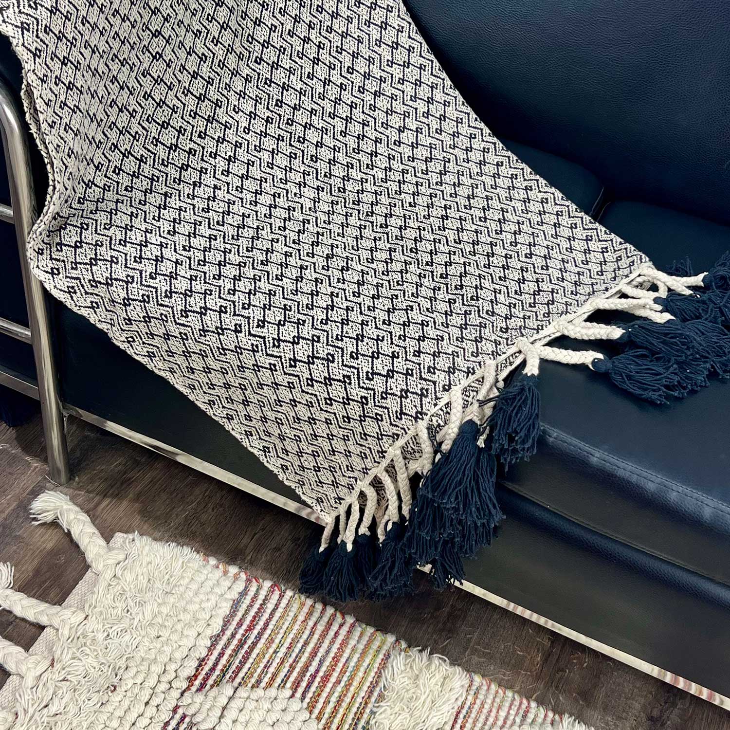 Black & White Cotton Throw 60 inches x 50 inches