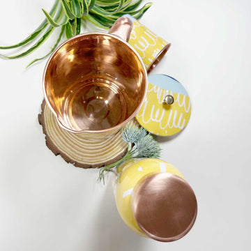 Yellow Pure Copper Bottle, Jug & Glass Set