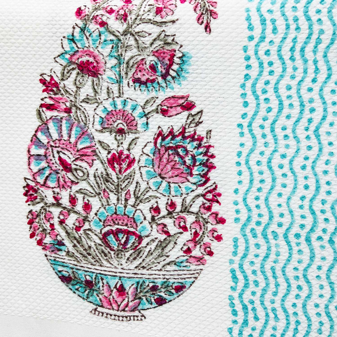 Blue Paisely Hand Block Print Cotton Bath Towel 60 inches x 30 inches