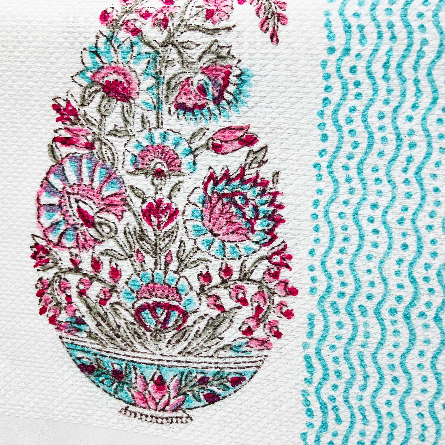 Blue Paisely Hand Block Print Cotton Bath Towel 60 inches x 30 inches