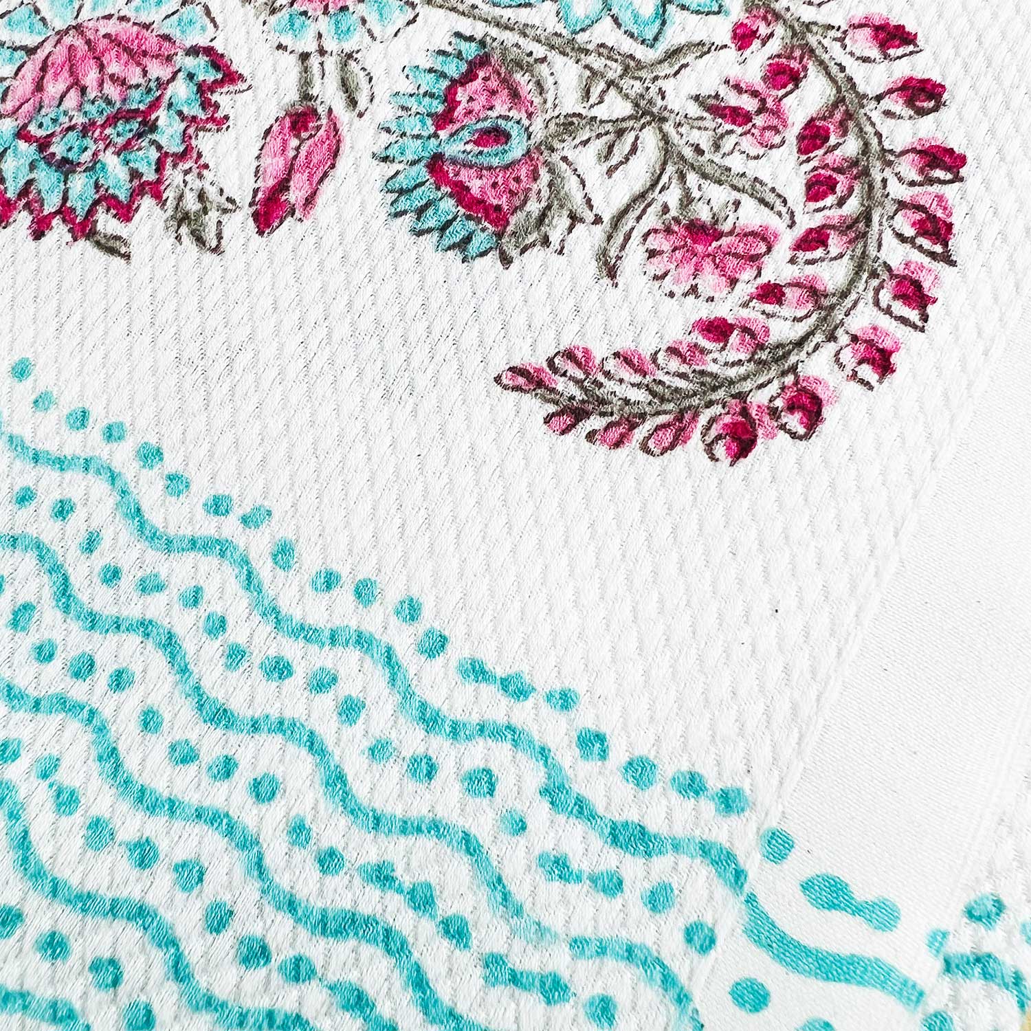 Blue Paisely Hand Block Print Cotton Bath Towel 60 inches x 30 inches