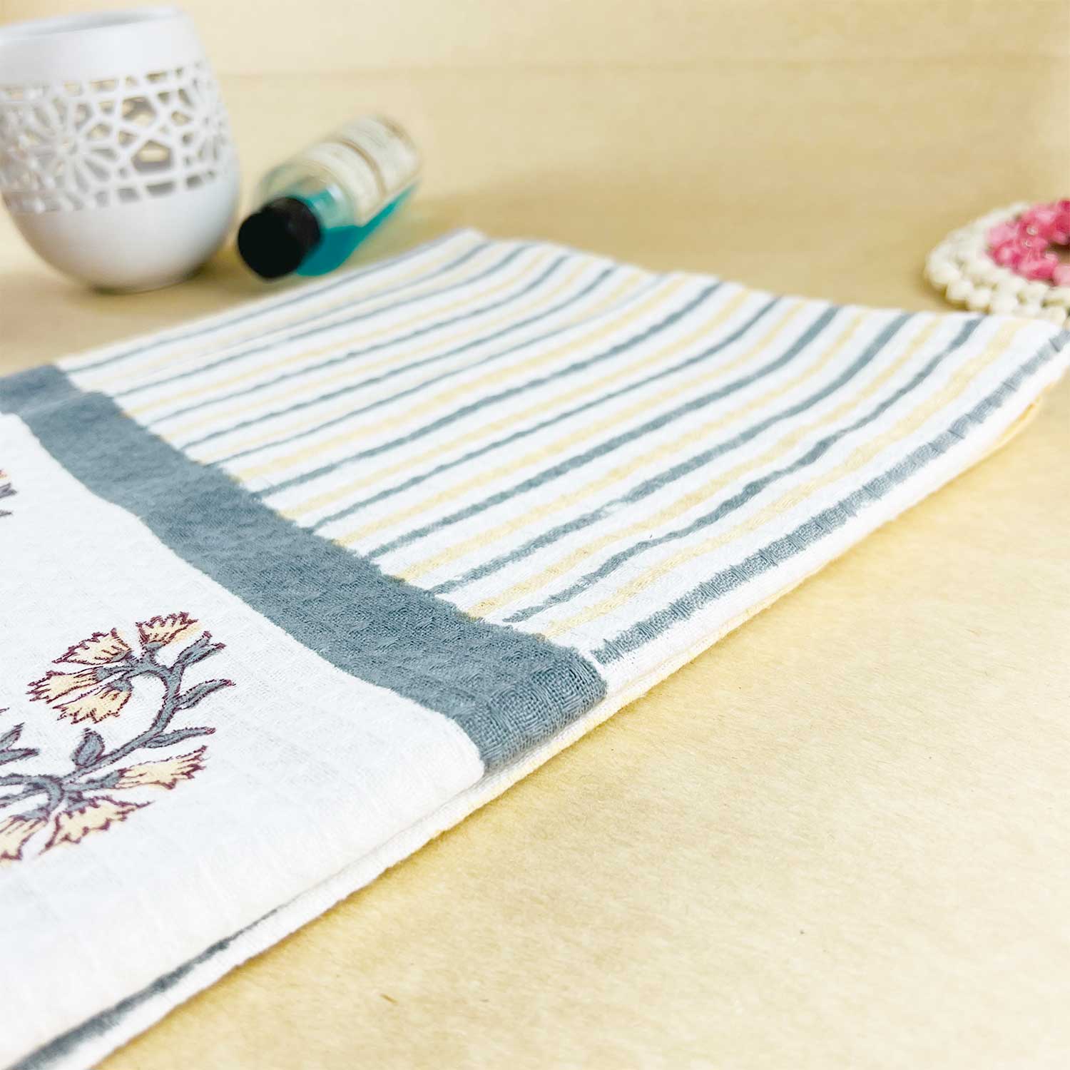 Stripes Hand Block Print Cotton Bath Towel 60 inches x 30 inches