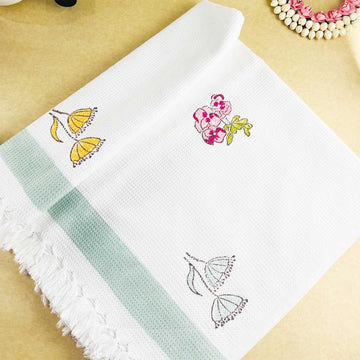 Cute Floral Hand Block Print Cotton Bath Towel 60 inches x 30 inches