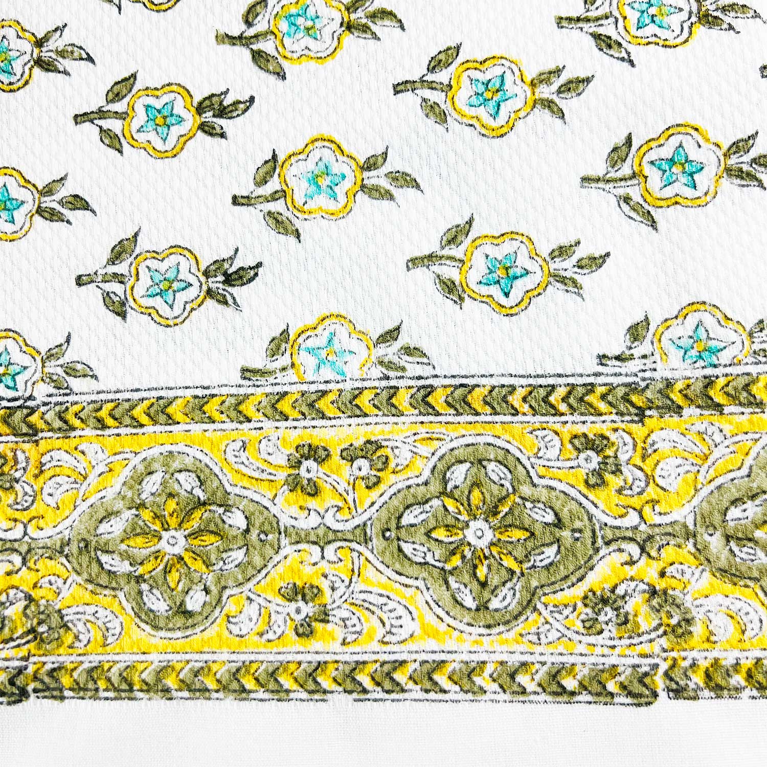 Yellow Flower Hand Block Print Cotton Bath Towel 60 inches x 30 inches