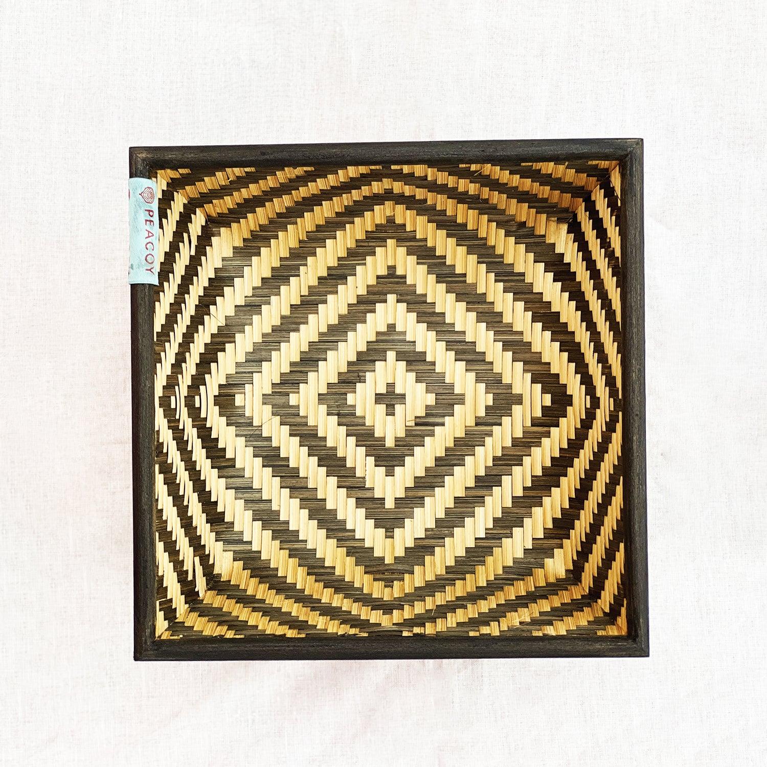 Cute Green Bamboo Fruit Basket - 8 x 8 x 4 inches