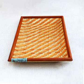 Aesthetic Brown Bamboo Serving Tray - 11 x 6 x 4 inches