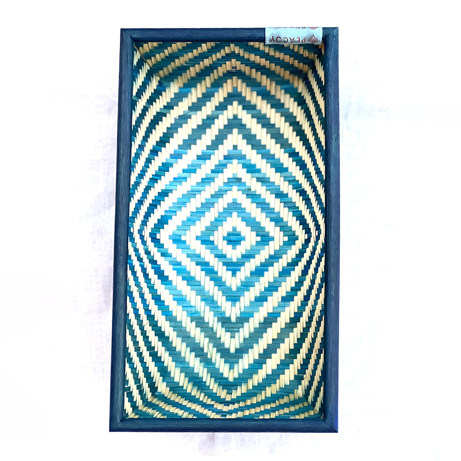 Refreshing Blue Bamboo Serving Tray - 11 x 6 x 4 inches