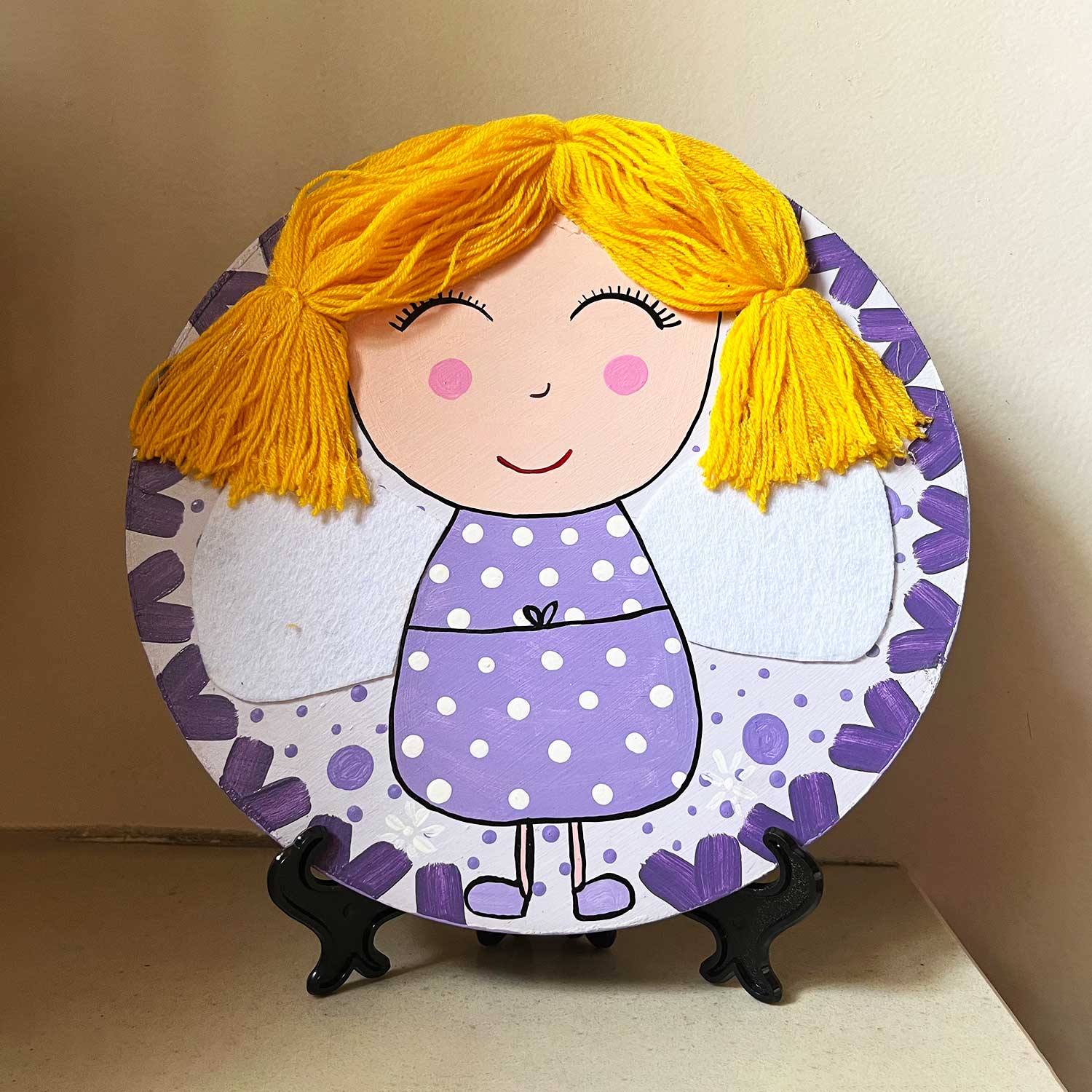 Charming Hand Painted Kid Wall Plate (Diameter - 10 inches)