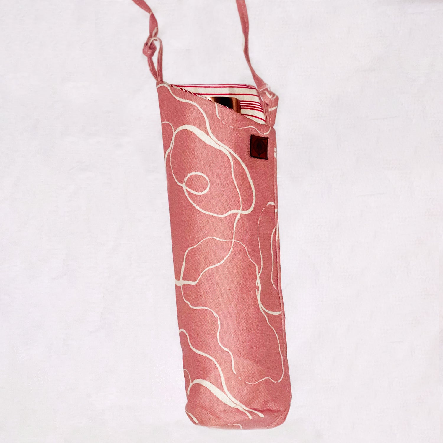 Soft Pink Cotton Canvas Bottle Cover/Bag - 13 inches x 6 inches