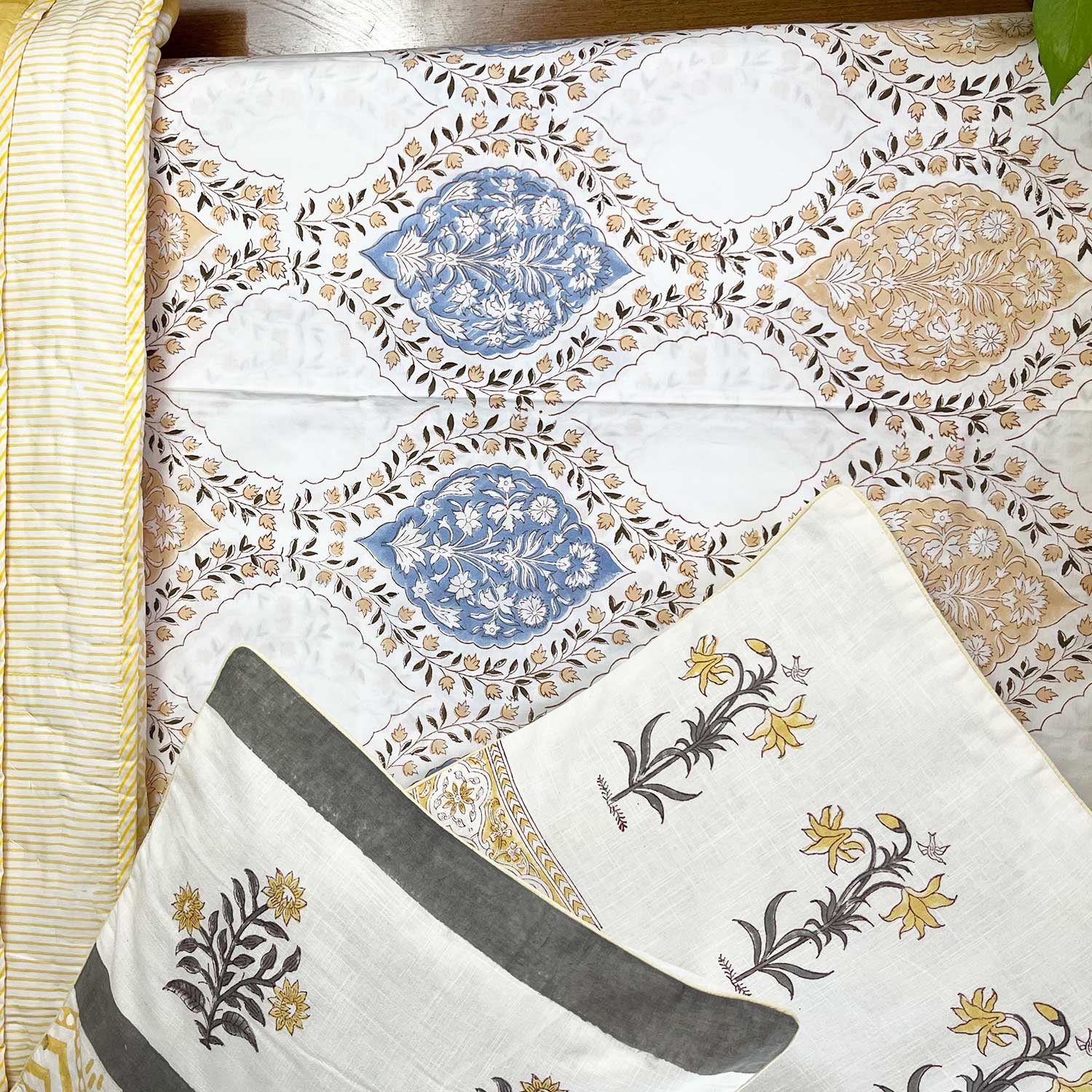 Grey and Brown color Bedsheet